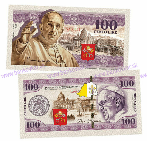 100 Cento Lire Papa Francesco 2021