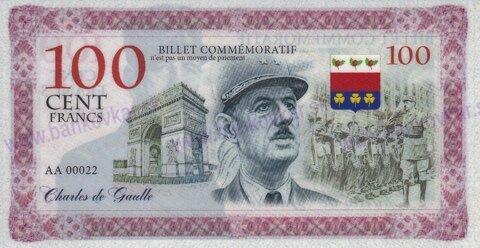 100 Francs Charles de Gaulle 2021