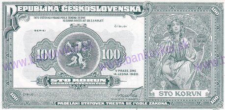 100 Kč reprint 1920-2020 SPECIMEN