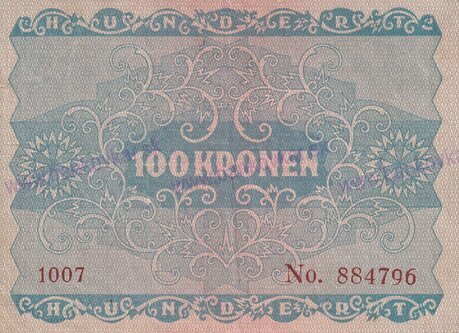 100 Kronen 1922 neperforovaná stav 1