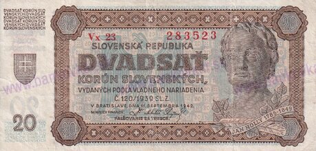 20 Ks 1942 perfor.séria Lk stav N/UNC