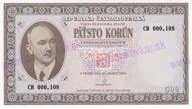 500 Korún Edvard Beneš (2024) novotlač