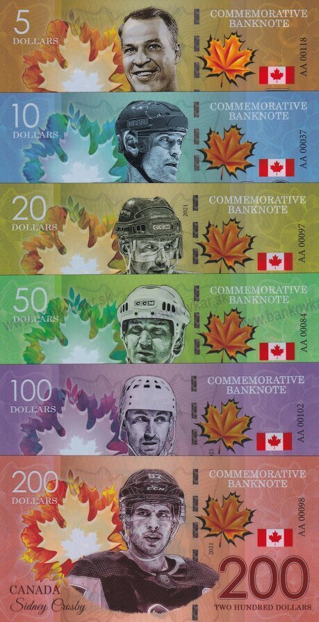 Set 5,10,20,50,100,200 Dollars Canada2021