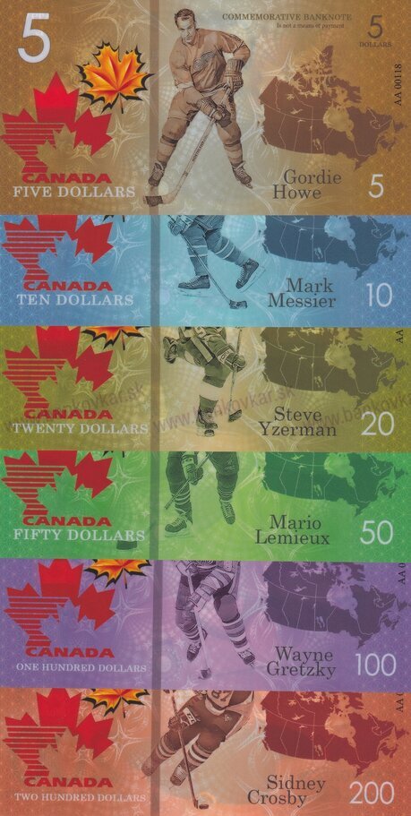 Set 5,10,20,50,100,200 Dollars Canada2021